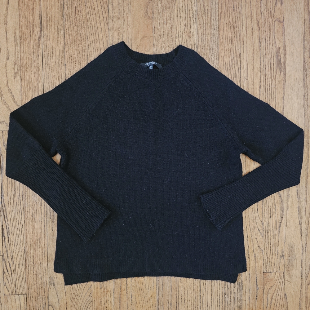 Saks Fifth Avenue Classic Black Women's Cashmere Cold Shoulder Sweater Size S
